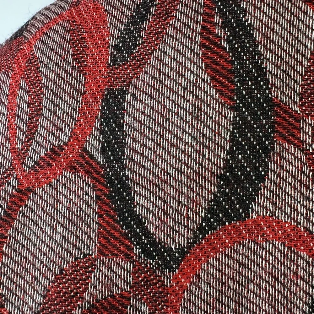 Pashmina Red & Black Geometric Print Silk Pashmina Blend Scarf Fringe Wrap 22x70